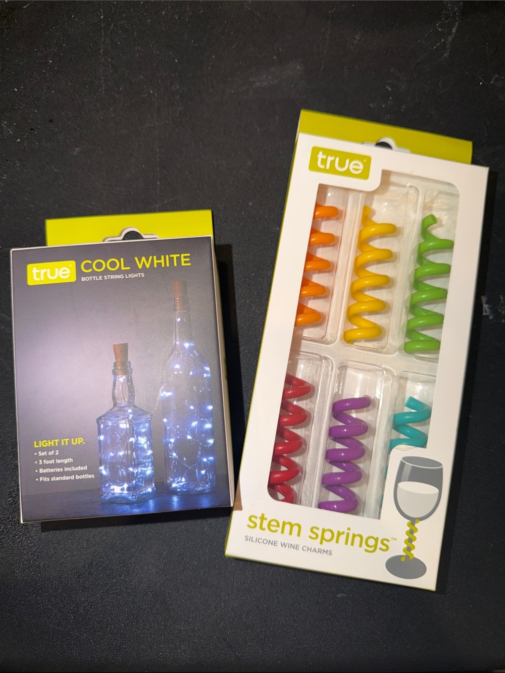 Stem Springs Silicone Wine Charms - Multicolor PLUS Wine Bottle String Lights